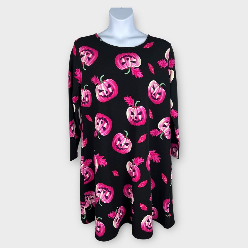 SHEIN‎ Curve Womens dress 4XL Halloween Print Black Purple Pumkins Spooky